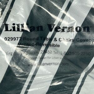 Lillian Vernon Reversible Round Table & Chairs Cover‎ Black/White Stripe